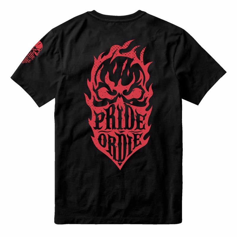 PRiDEorDiE flames T-Shirt -black